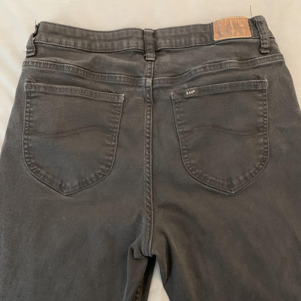 Lee Jeans Womens 14 L Gray Dark Charcoal Wash Mid Rise Bootcut Stretch Denim - Picture 9 of 11